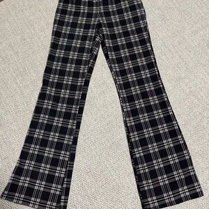 Black and White Plaid Pants with cross cross waistband